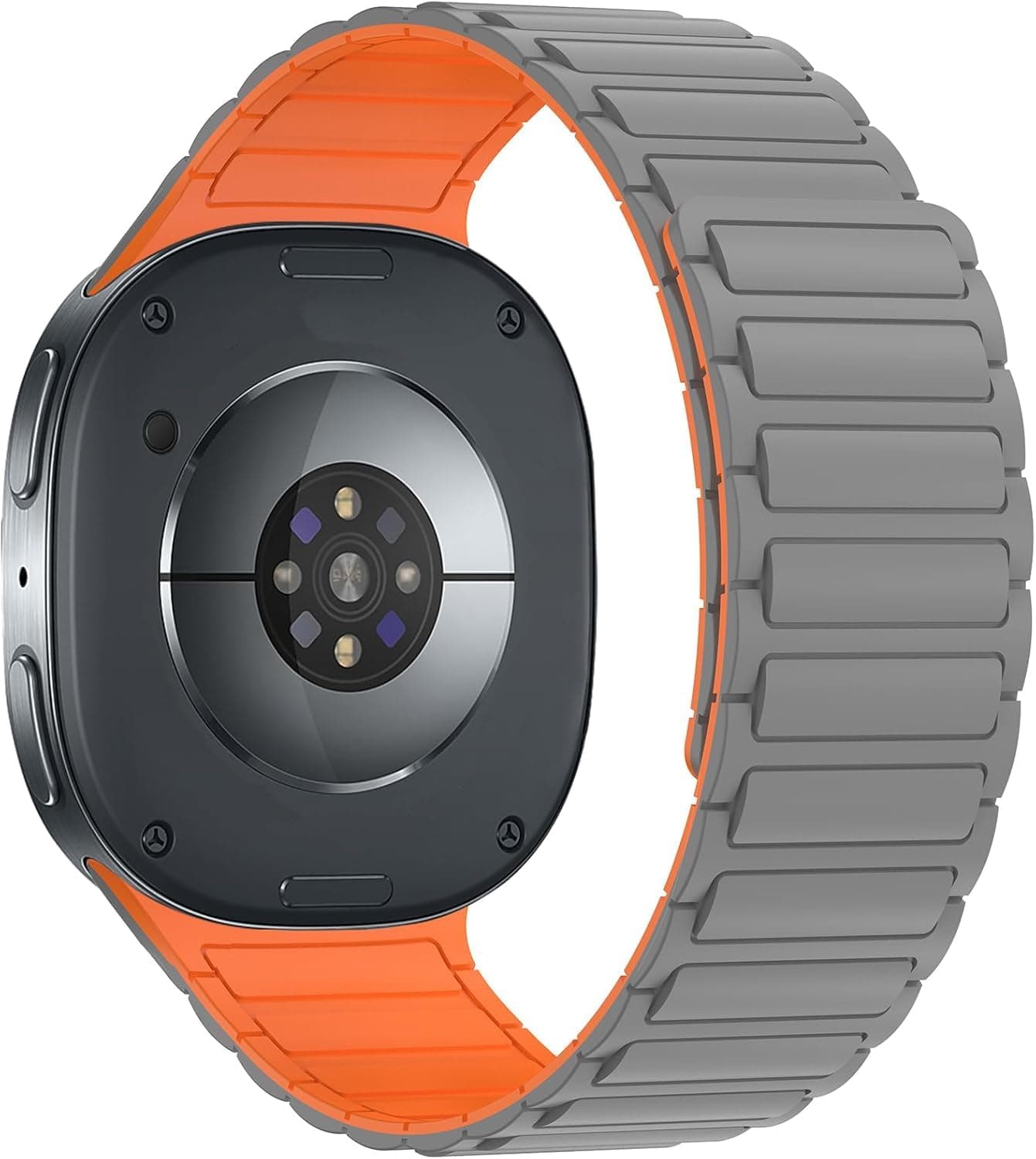 OBOE Silicone Strap Magnetic Band For Samsung Galaxy Watch 8 40mm/44mm Galaxy Watch 8 Classic, Grey-Orange