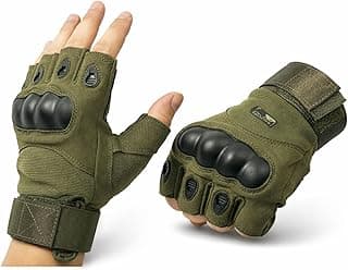 Gloves for Men Bike Riding Half Finger | Hard Knuckle Protection, Breathable & Adjustable Wrist Strap | Hand Gloves for Bike Riding/Cycling | Army Green – 1 Pair (Army Green)