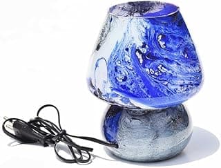 Pure Source India Glass Marble Design Mosaic Lamp for Home Decor, Indoor Lighting, Living Room (L-5 X H-17CM) (Green)