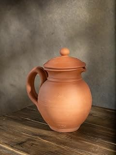 Village Decor Terracotta Preseasoned Water Jug with Lid - 1500ML