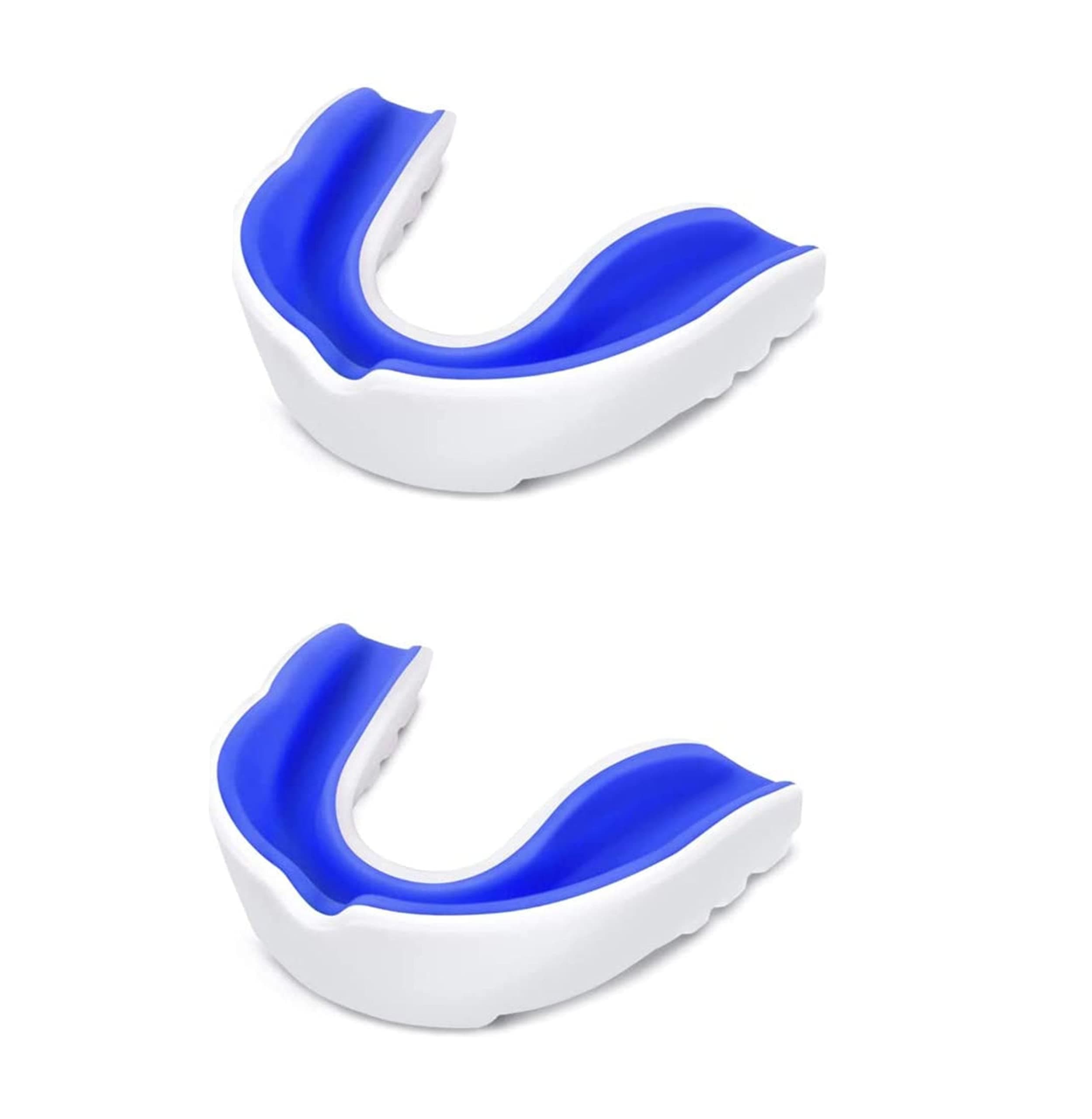 DRANGE Warrior Mouth Guard for Boxing, MMA, karate, taekwondo, Football, Basketball, Hockey, Jiu Jitsu, Adult & Youtard, Works w/Braces Mouth Guard Gum Shield Pack of 2 (WHITE/BLUE)