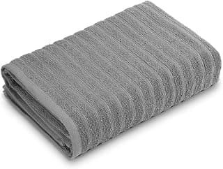Welspun 100% Cotton Bath Towel | 70x137 cm | 250 GSM Ultralite, Super Absorbent, Soft Dobby Weave | Quick Dry, Lightweight Towel for Bath, Gym & Travel (Grey)