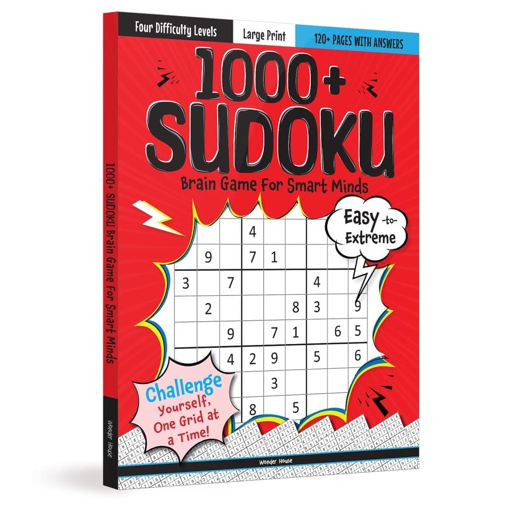 1000+ Sudoku Brain Games for Smart Minds | Fun Logic Puzzles for All Levels | Ages 8–12 | Boost Focus & Problem-Solving Skills with Hours of Fun