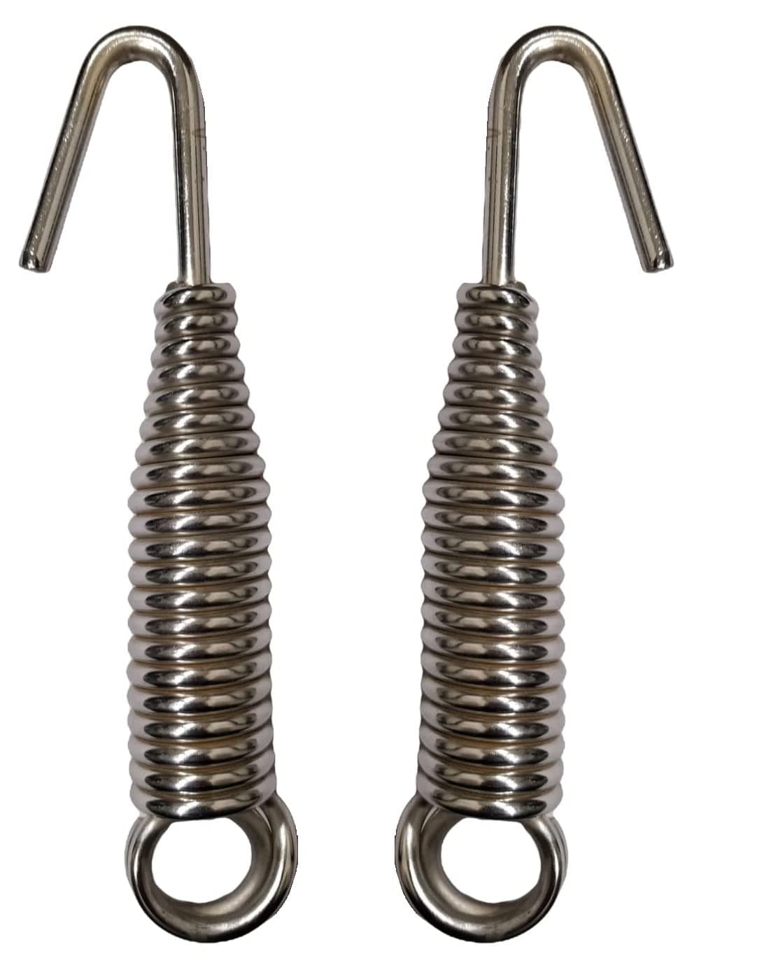 kaushalendra Metal Heavy Duty Hanging Swing Accessories - Set Of 2 Springs For Hammock Chair, Boxing Bag, Porch Swings Extension, Silver