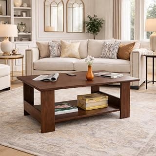Spyder Craft Modern Coffee Table with Open Storage Shelf – Minimalist Rectangular Center Table for Living Room, Office, and Lounge – Durable Engineered Wood, Easy Assembly (Columbian) (Assembly -DIY)