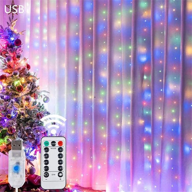 TechPride Plastic 300 LED Multicolor Curtain String Lights 8 Modes Fairy Lights for Bedroom, Wedding, Party, Home, Garden, Indoor & Outdoor Decorations