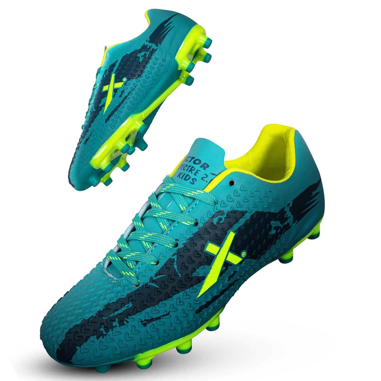 Vector X Spectre 2.0 Kids (Unisex) Football Shoe/Futsal Studs – Textured Synthetic Upper, Double Colored TPU Sole, Padded Footbed, Premoulded Heel| Lightweight for Turf & Hard Ground