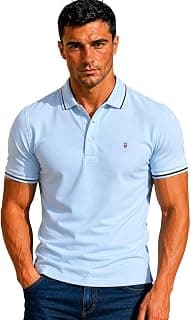 Louis Philippe Men's Slim Fit Textured Collar and Cuff Solid Pique Half Sleeve Polo T-Shirt with Stretch