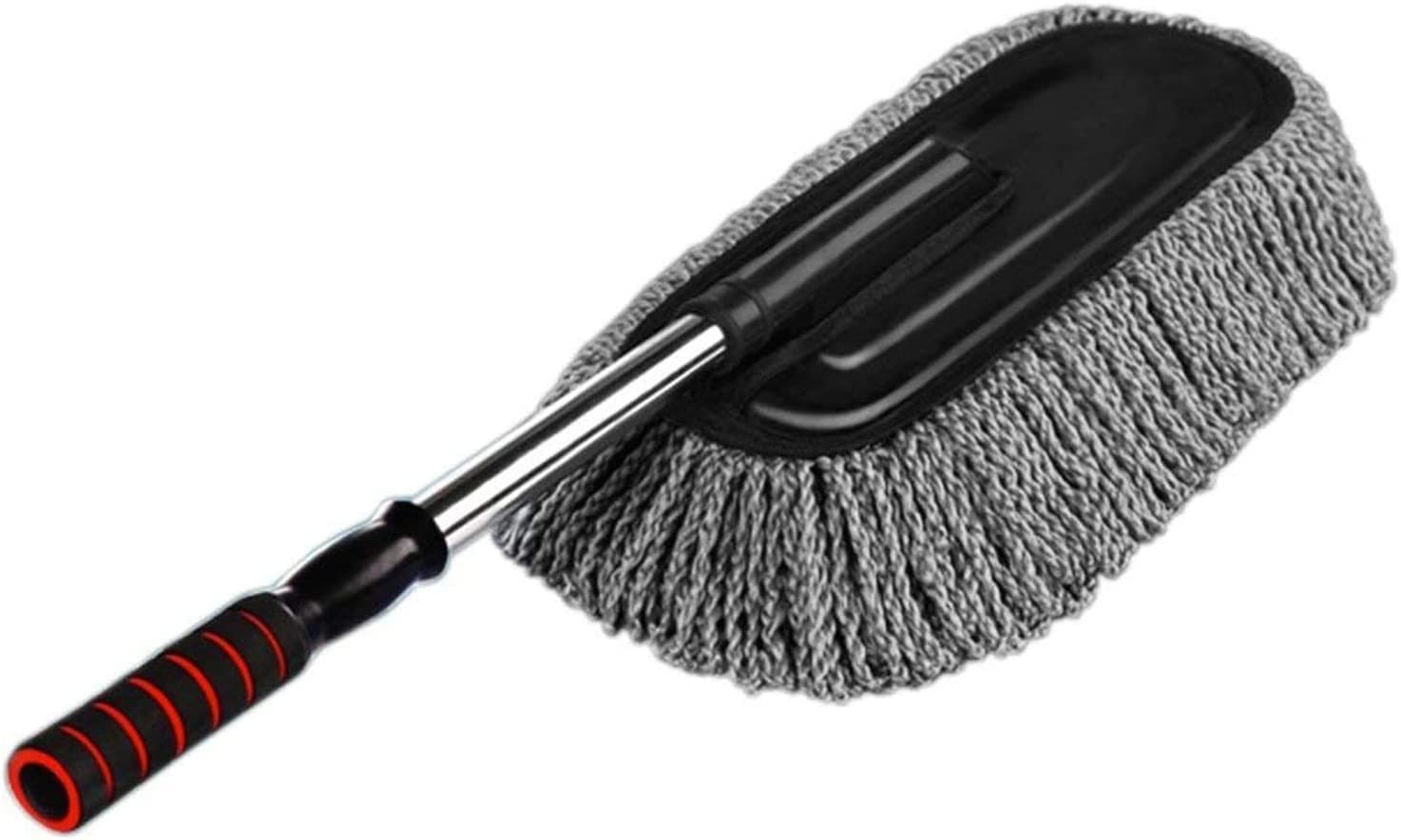 HOUVIDA Super Soft Microfiber Car Duster Brush for Exterior Interior Cleaner with Extendable Handle (Microfiber Mop Duster, Dusting Tool, Grey Color)(10.6in x 27.5in)