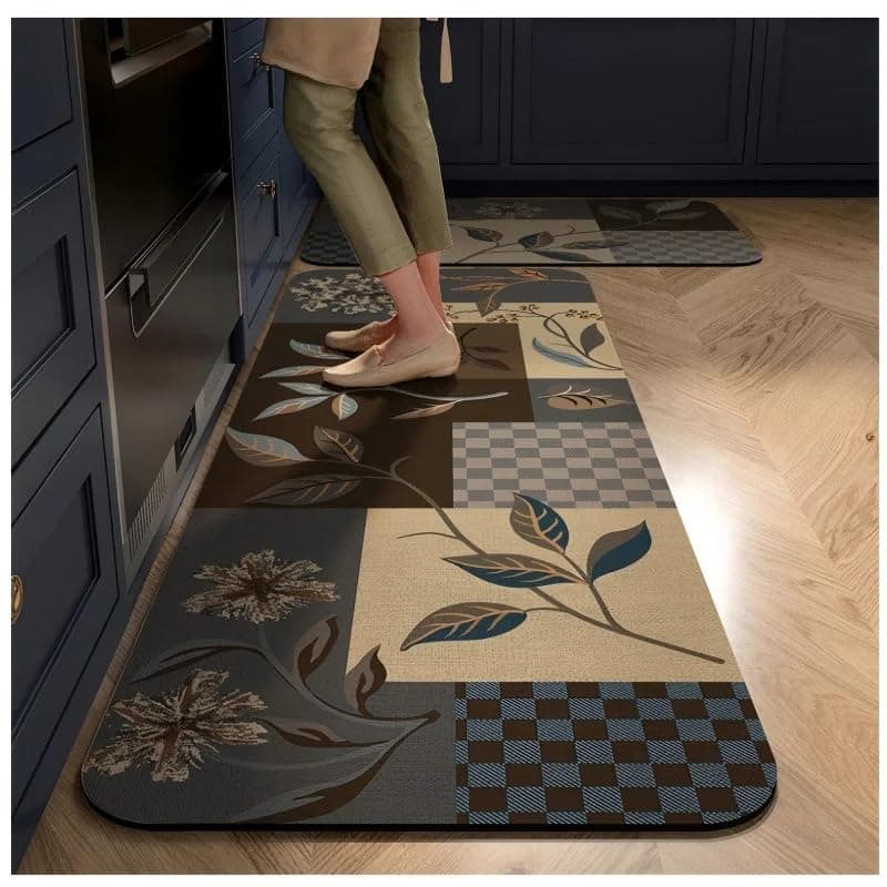 Yagzon 2 Pcs Kitchen Mats - Waterproof Memory Foam Standing Desk Floor Mat Non Slip Rugs, Comfort Runner Rug Floor Carpets for Kitchen Home Office, Sink & Laundry, Multicolor