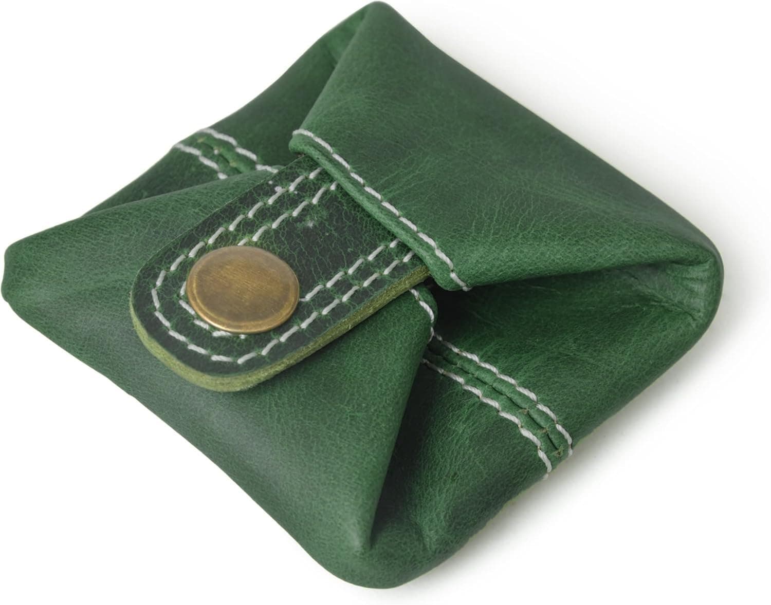 Contacts Handcrafted Leather Coin Pouch – Compact Change Holder & Mini Wallet for Men & Women – Green