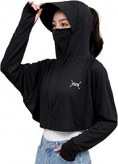 Celary Women Sun Protection Hoodie Jacket with Face Cover |Korean UV Jacket|Extra Lightweight Full Sleeve UV Protection Hooded Shrug for Daily Wear |Pollution-UPF 50+ Protection