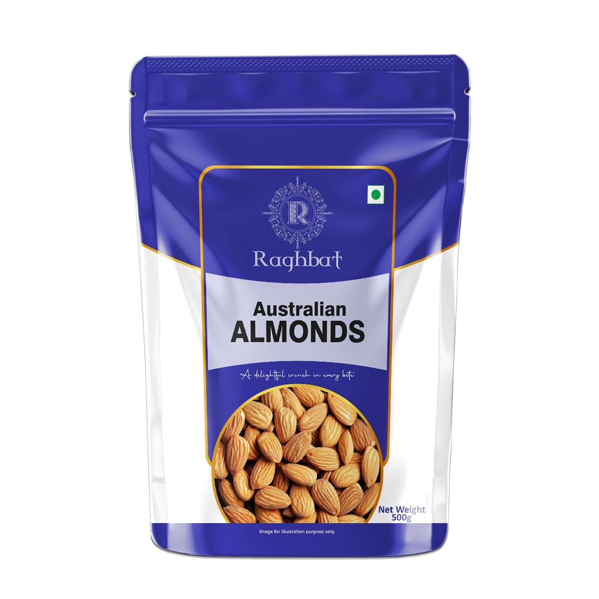 Raghbat Australian Almonds (500g) Badam Giri | High Protein & Fiber Snack | Gluten-Free & Zero Cholesterol