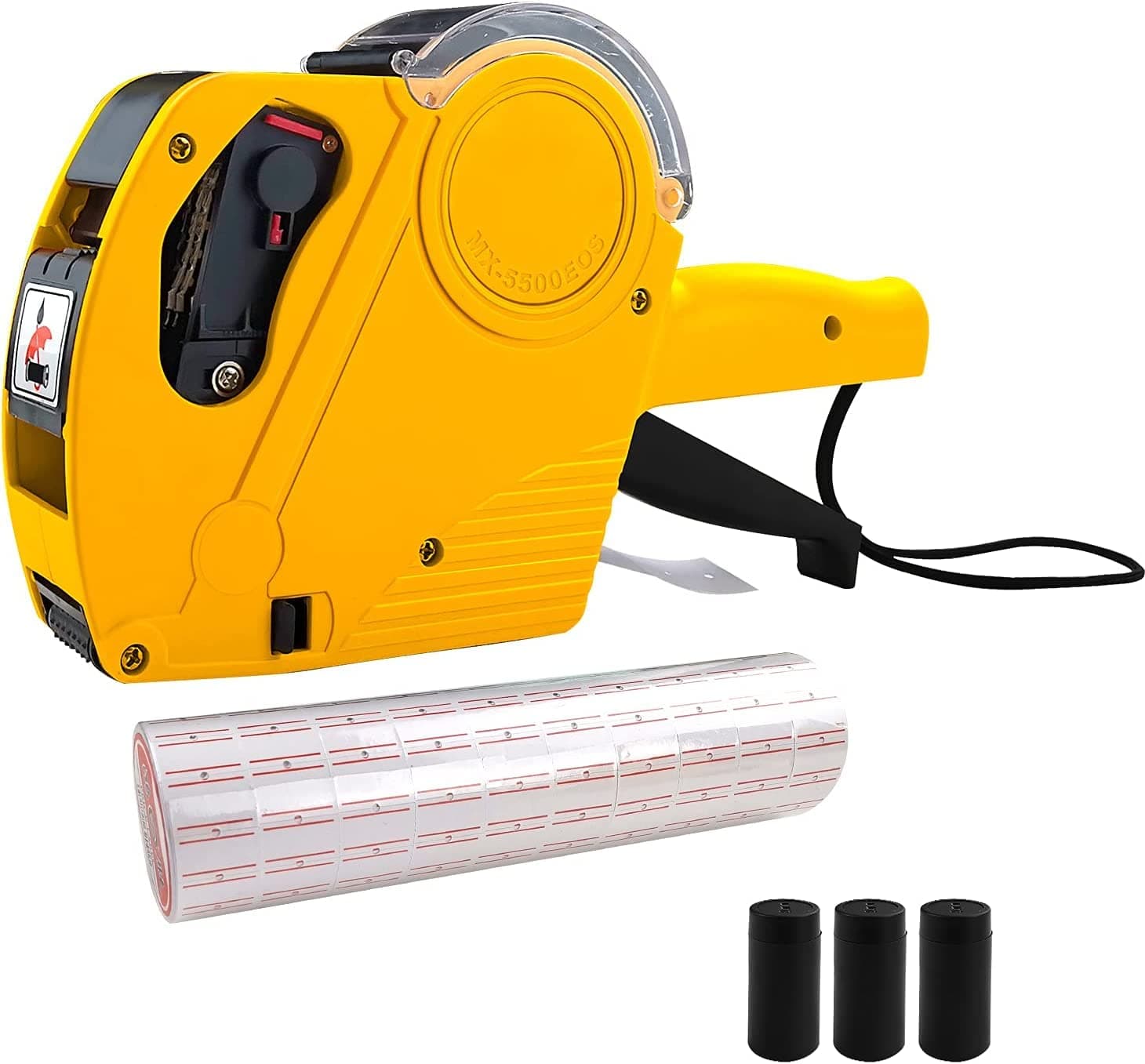 SAMVARDHAN MX5500 Pricing Tag Gun with 5150 pcs White Label Gun Stickers & 3 Extra Inker Rollers, Pricing Label Gun, 8 Digits Retail Pricing Gun and Labels for Grocery Store, Food (Yellow)