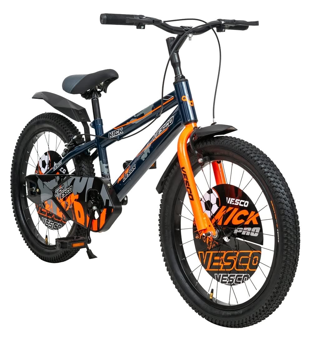 VESCO Kick 20 T Kids Cycle for Boys with Rigid Fork | Frame 12.5 Inch | Single Speed | Ideal for 6 to 9 Years, Road Bike (Orange)