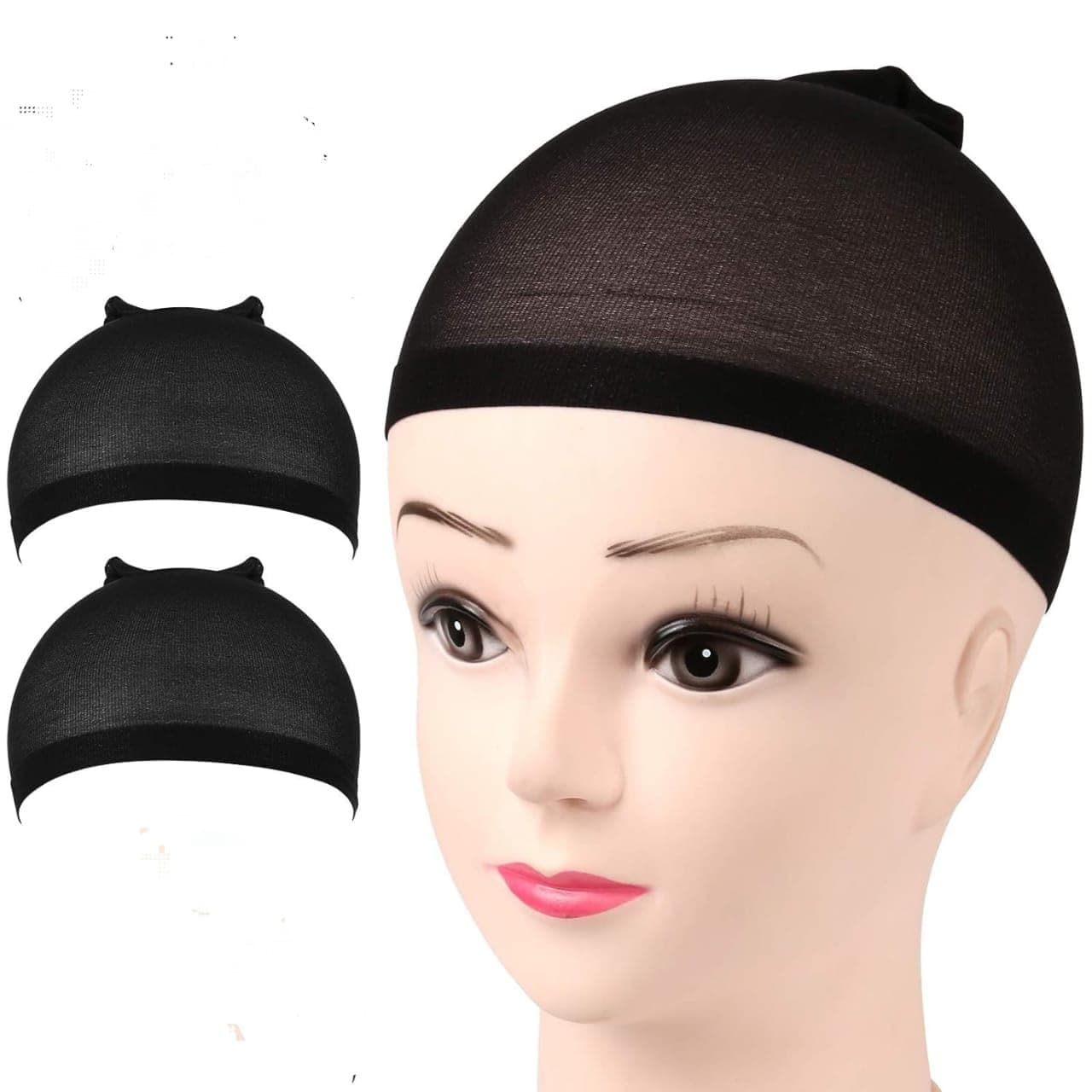 MISS LIRENN® Wig Cap, 2pcs Mesh Net Wig Caps Weaving Hair Net for Wig Close End Fishnet Wig Caps for Women, Black, Nylon