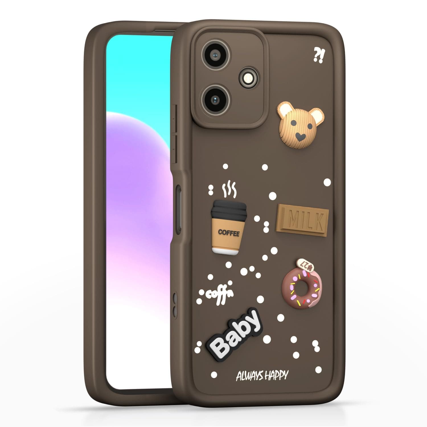 Amazon Basic Back Cover for Redmi 12 5G / Poco M6 Pro 5G | Cute Fun Cartoon 3D Bear Silicone Full Body Protection Bumper Cover (Brown)
