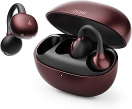 boAt Airdopes ProClip w/Air Conduction Tech, Feather-Light Earbuds, Clip-On Design, All Day Wear Comfort, Up to 52H Battery, 12mm Dynamic Drivers,App Support,BT v6.0, OWS Earbuds with mic(Velvet Wine)