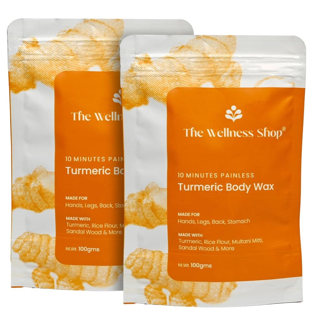 The Wellness Shop Turmeric Full Body Wax Powder (Pack of 2) – 10-Min Painless Herbal Hair Removal for Women & Men | Natural & Gentle Wax for Arms, Legs, Underarms, Skin Brightening Formula at Home