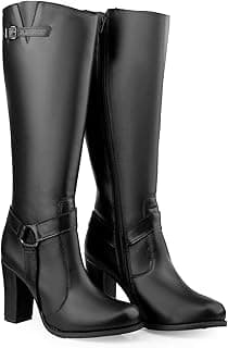 BXXY Women’s Faux Leather Material Premium Knee-Length Fashion Boots And Block Heel Long Boots