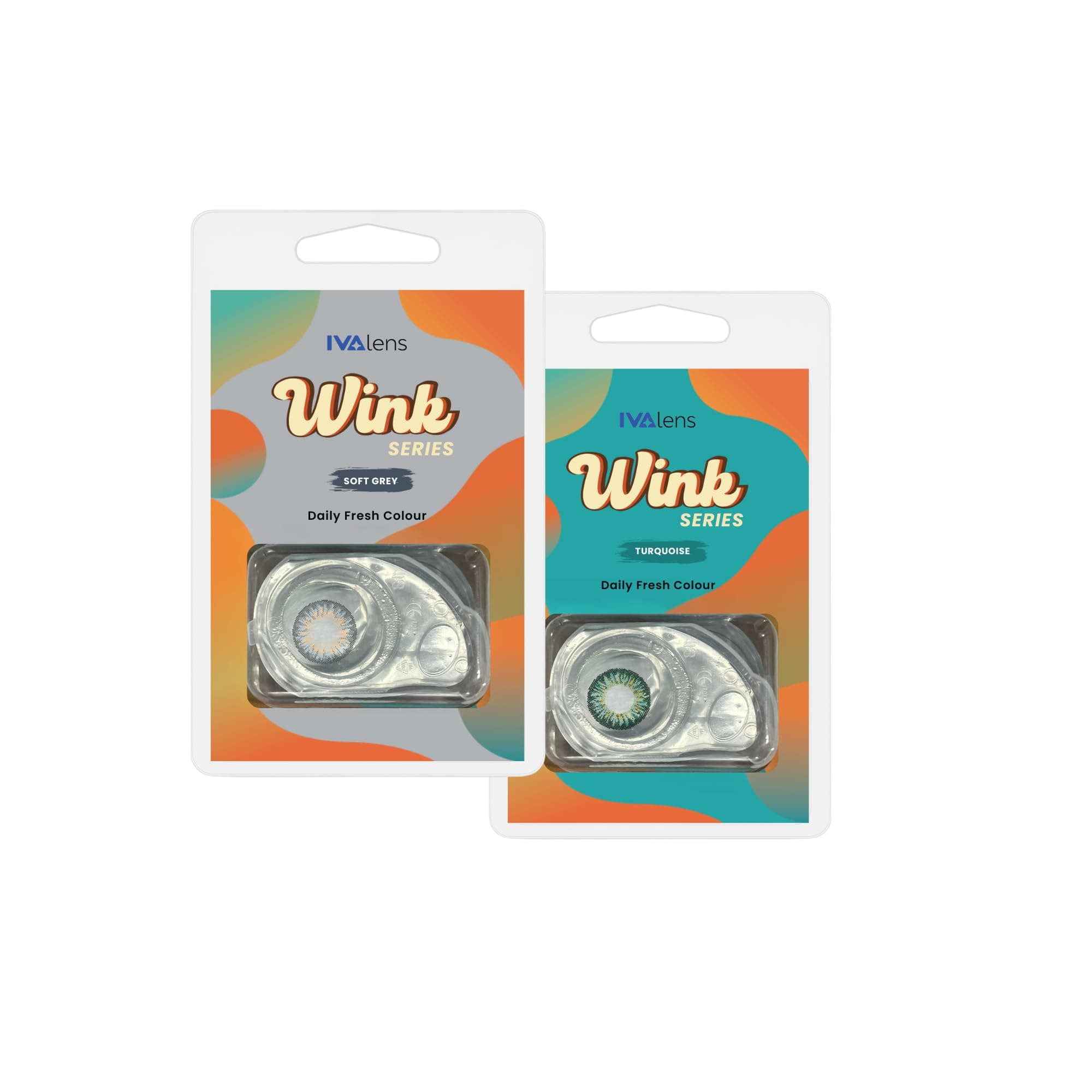 Ivalens Daily Fresh Color Contact Lens | Wink Series | Soft Gray & Turquoise Combo Pack | 0 Power Dailies | 2 Lens per Box | Comfortable & Natural Eye Color Change