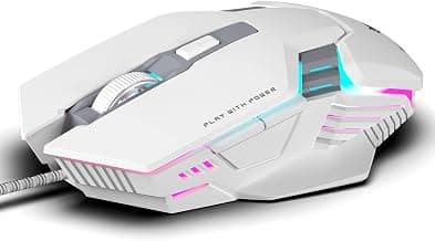 EvoFox New and Upgraded Spectre Wired Gaming Mouse with Upto7200 DPI Gaming Sensor | 6 Buttons Design | Upto 7 Million Clicks | 7 Colours Rainbow Lighting | 1.5m Braided Cable (White)