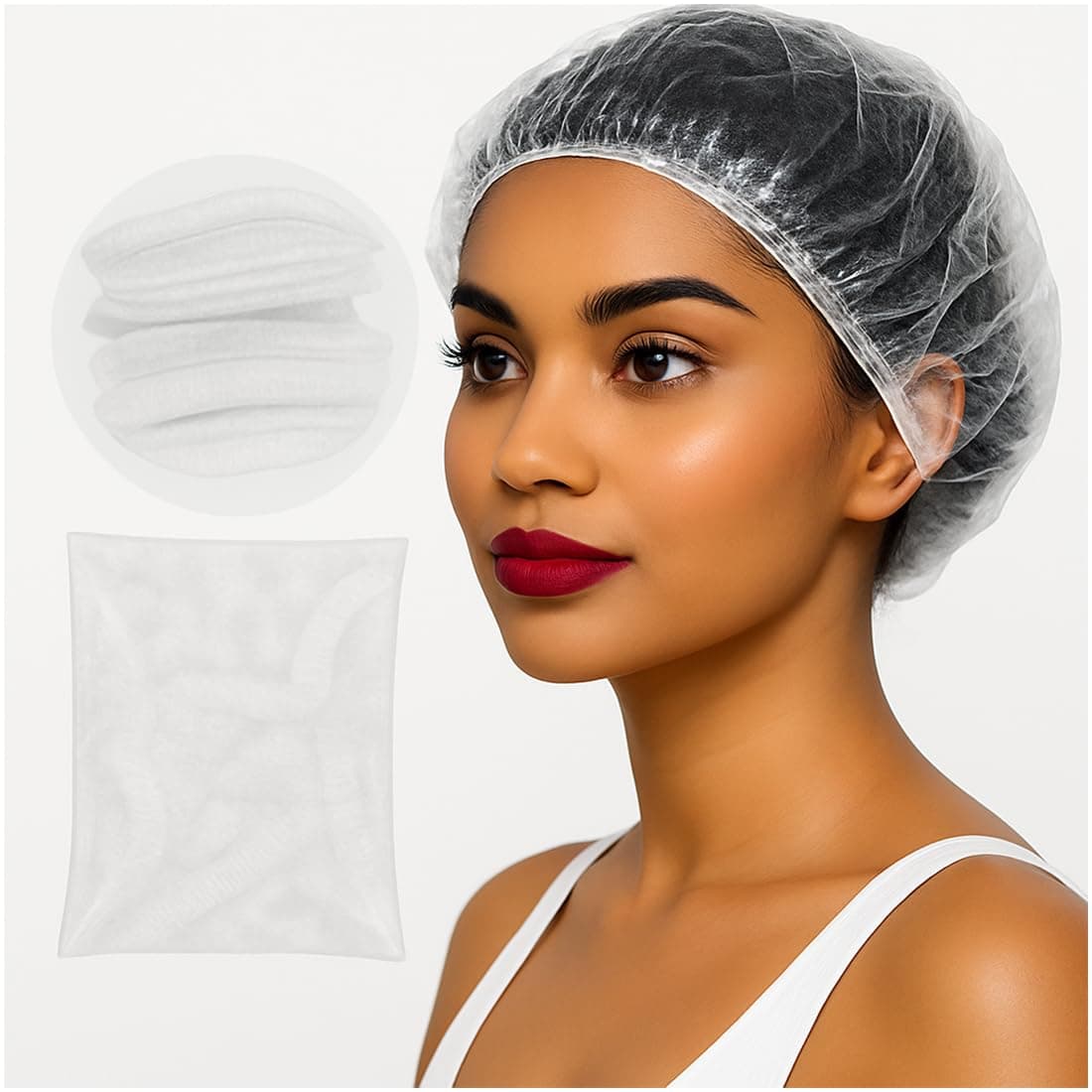 Adbeni Waterproof Disposable Hair Cap for Women & Men, Clear Plastic Spa, Salon, Food Handling, Hotel, Travel & Dyeing Use High Quality Bath Shower Protection Hat for Bathroom & Beauty Treatments