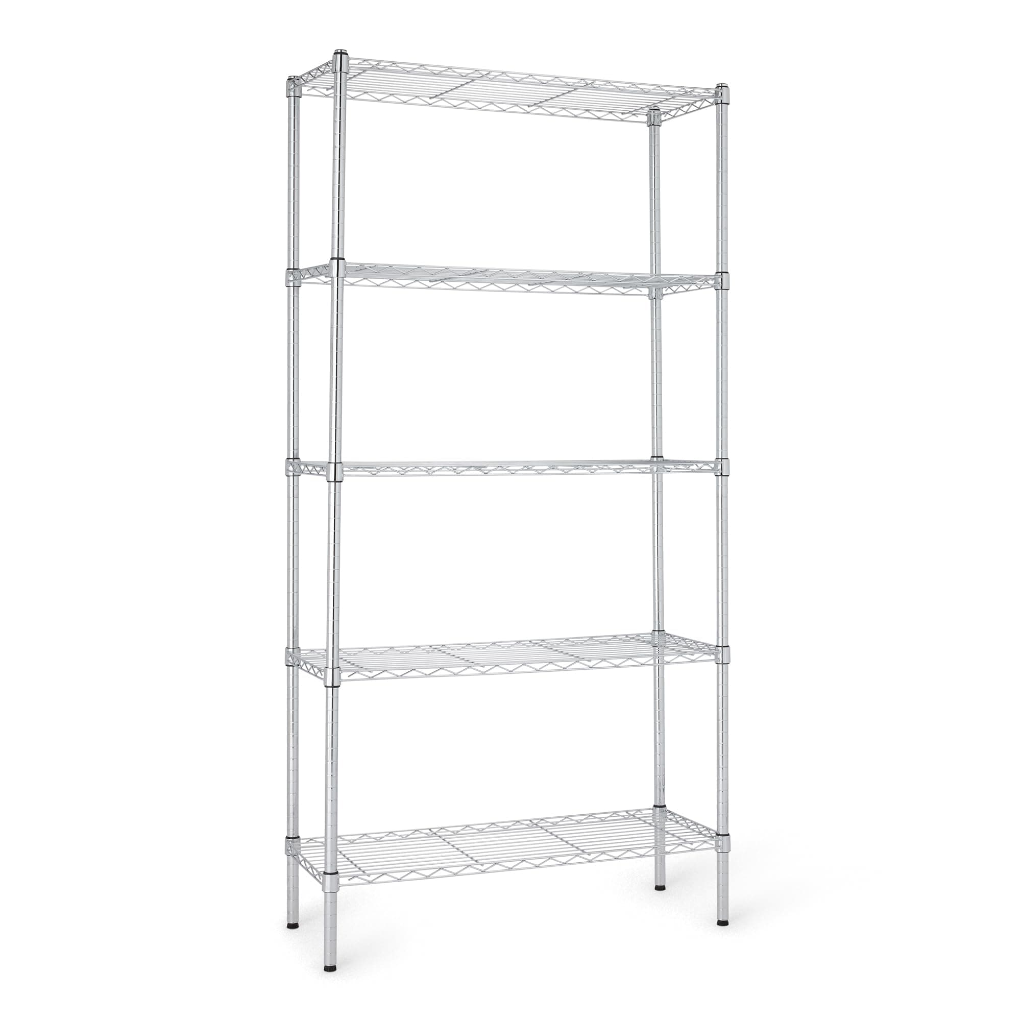 amazon basics Height Adjustable 5-Shelves Heavy Duty Rack - Chrome, Alloy Steel