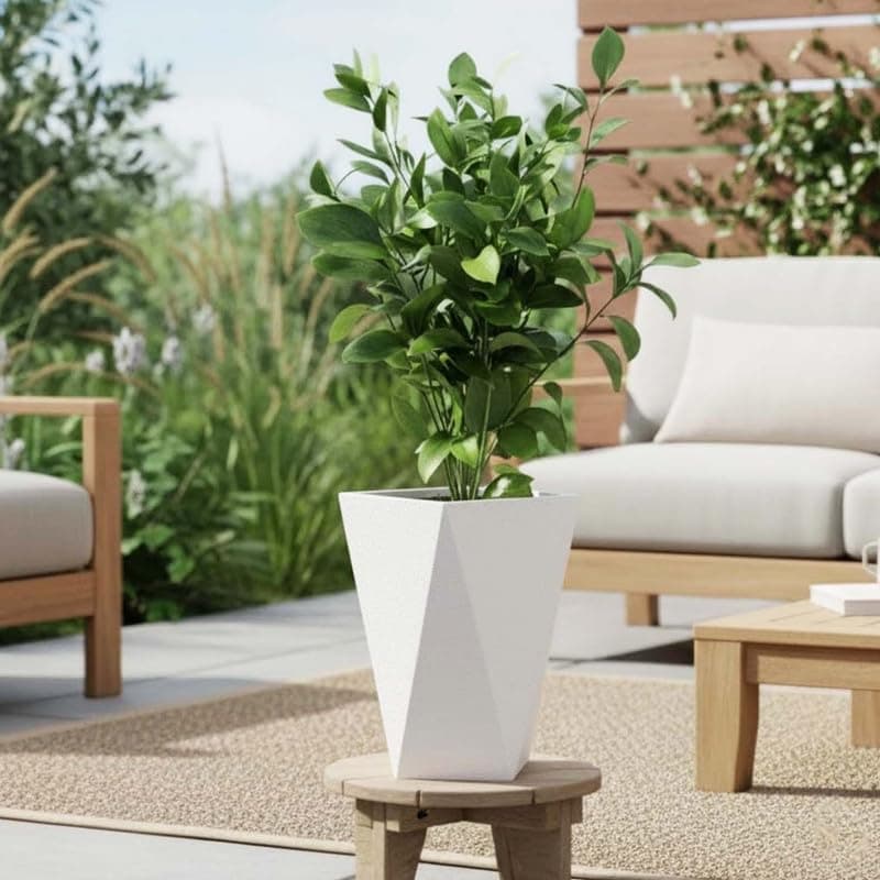 Amazon Brand - Umi Diamond 12 Inch Pots for Planter & Flowers Big Size Gamla - Lightweight, Durable Outdoor & Indoor Planters, Perfect for Balcony & Terrace Gardens (White)