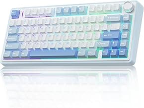 AULA F75 75% Wireless Mechanical Keyboard | Hot Swappable | Pre-lubed Linear Switches | RGB Backlit | 2.4GHz/Type-C/Bluetooth Gaming Keyboard (Sea Blue, Graywood Switch)
