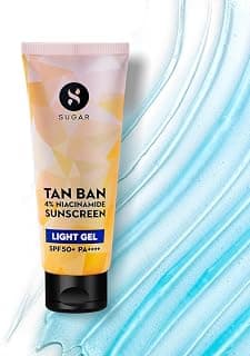 SUGAR Cosmetics Tan Ban Sunscreen SPF50 PA++++ Light Gel with 4% Niacinamide & 1% Hyaluronic Acid | Non Greasy & lightweight formula | No White Cast | 50ml