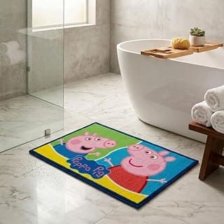 Athom Living Peppa Pig Printed Kids Bathmat Made of Premium Nylon with Strong Latex Backing, Anti-Slip, Vibrant Design, Perfect for Daily use at Home, 37 x 57 cm, Pack of 1