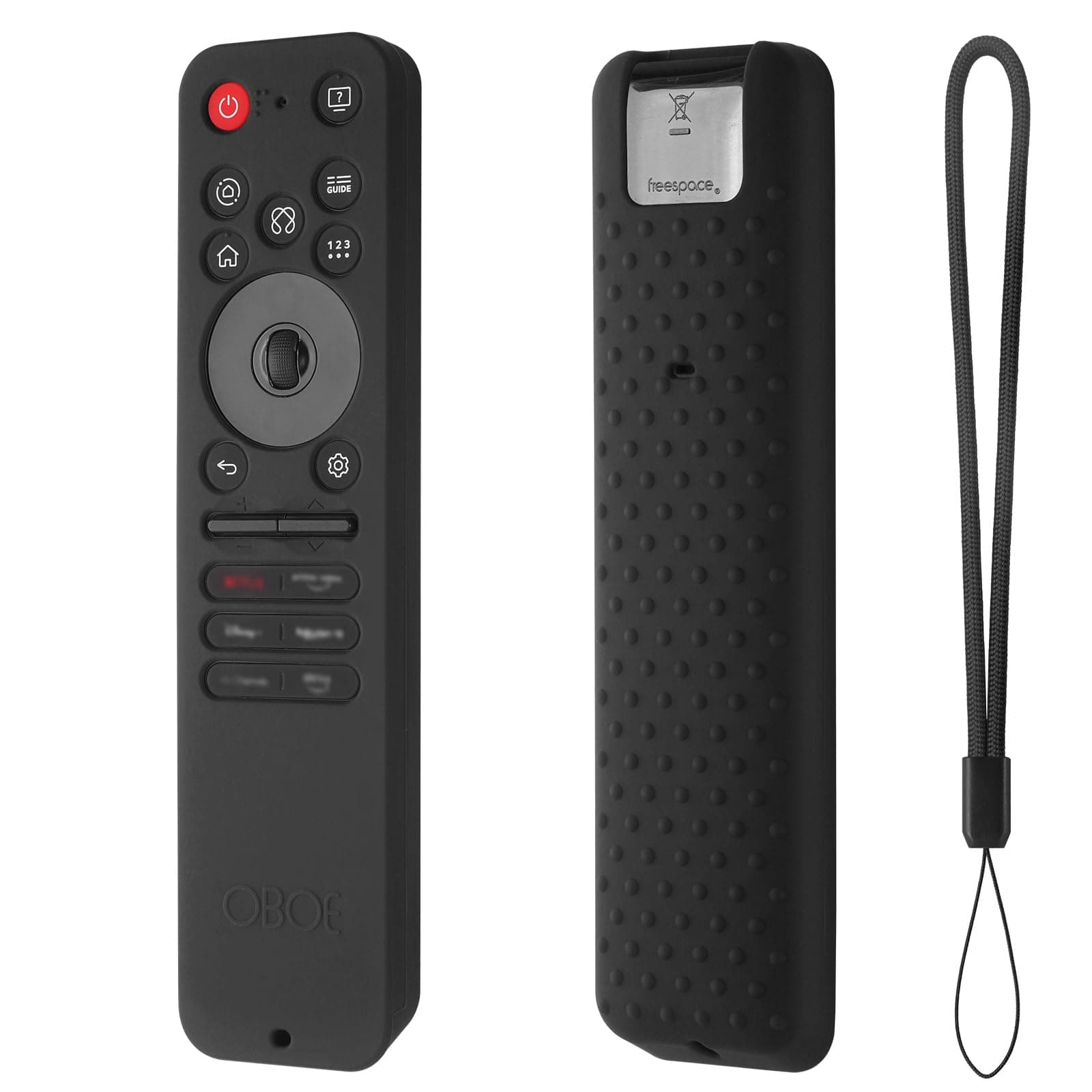 Oboe Silicone Tv Remote Cover Compatible with LG Smart TV Remote LG MR25GA Full Wrap Protective Case with Lanyard (E-Black) [Remote NOT Included]