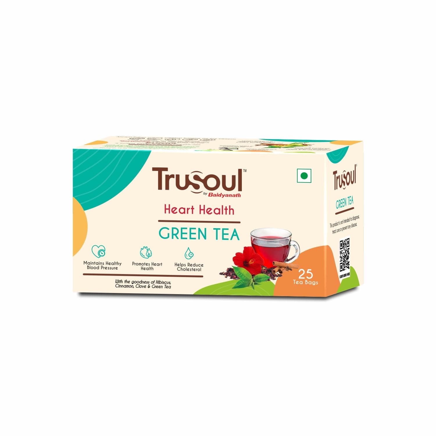 Baidyanath Natural Herbal Heart and Health Green Tea, Beneficial Properties of Hibiscus and Clove, Supports a Healthy Heart with Advantages of an Herbal Kadha (25 tea bags)
