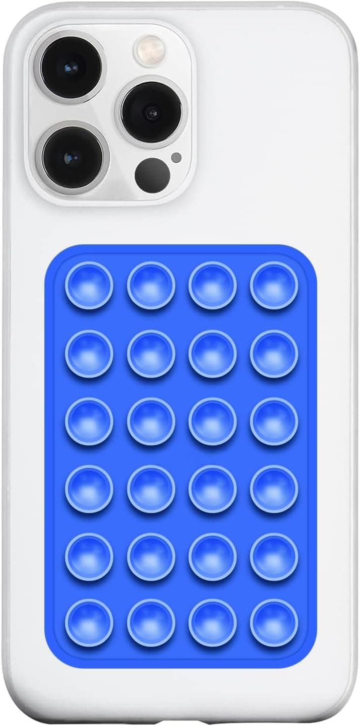 EDNITA Suction Phone Case, Phone Suction Sticker, Silicone Suction Phone Case for Hands-Free Mobile Accessory Holder Grip, Video Phone Accessory Compatible Mirror, Shower-(Blue)