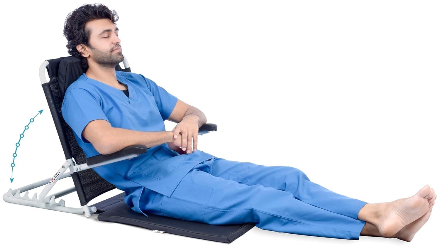FOVERA Adjustable Hospital Back Support for Bed – Foldable Recliner Chair with Armrest for Patients | 6-Position Backrest for Sleeping, Reading & Recovery | Large Size, Portable & Multifunctional