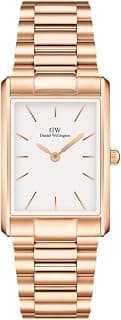 Daniel Wellington Bound Analog Watch for Man with White Rectangle Dial & Rose Gold Stainless Steel Bracelet Band Water Resistant Men's Wrist Watches - DW00100702K