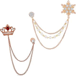 Mahi Combo of Double Layer Chain Wedding Occasion Brooch for Men (PACO1105174PR)
