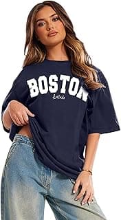 LEOTUDE Women Cottonblend Drop Shoulder Oversized Round Neck Half Sleeve Tshirt, Longline Printed T-Shirt