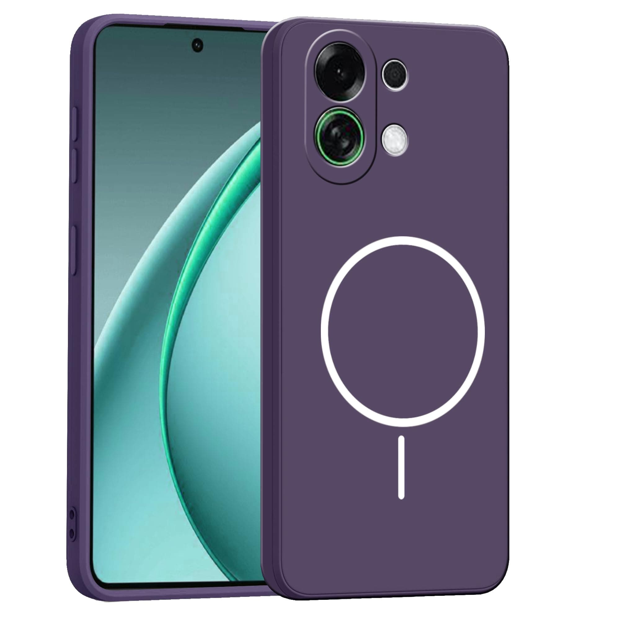 amazon basics Back Cover for Oppo K13 Turbo 5G | Ultra Slim Soft Rubberised Case | Magsafe Logo Printed (Not Magsafe Compatible) | Camera Protection - Purple