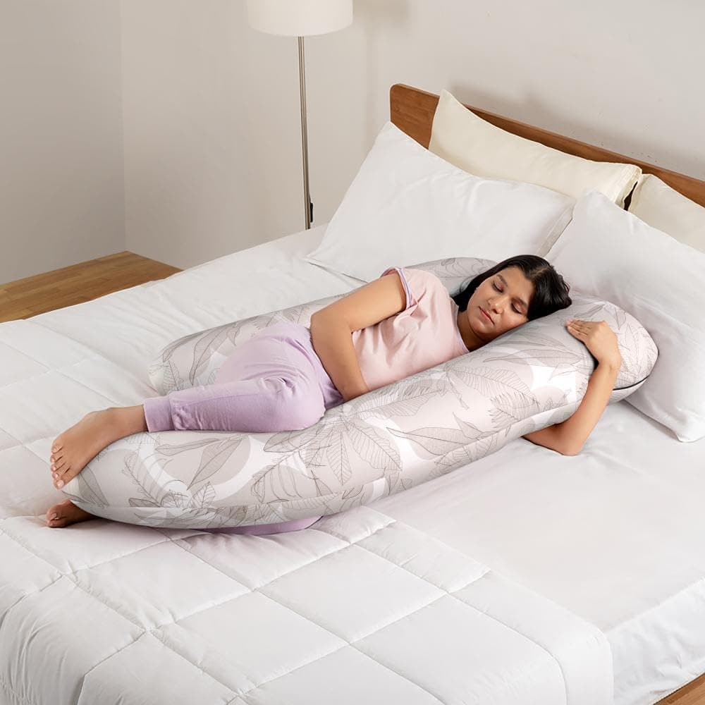 Wakefit Pregnancy Pillow | 6 Months Warranty | 100% Cotton G-Shape Maternity Pillow for Pregnant Mothers, Pillow for Pregnant Women with Breathable & No Heat Fabric | Mekko
