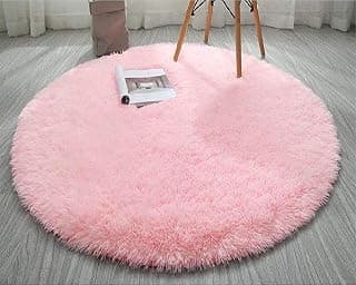 Hand Woven Braided Carpet Rugs|Round Traditional Spiral Design Polyester Blend Door Mat|Mat for Bedroom,Living Room,Dining Room,Guest Room (Pink, 3 X 3 Feet)
