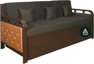 AMMA Enterprises Metal Sofa Cum Bed with Matress and Hydraulic (Dark Brown,6X6)
