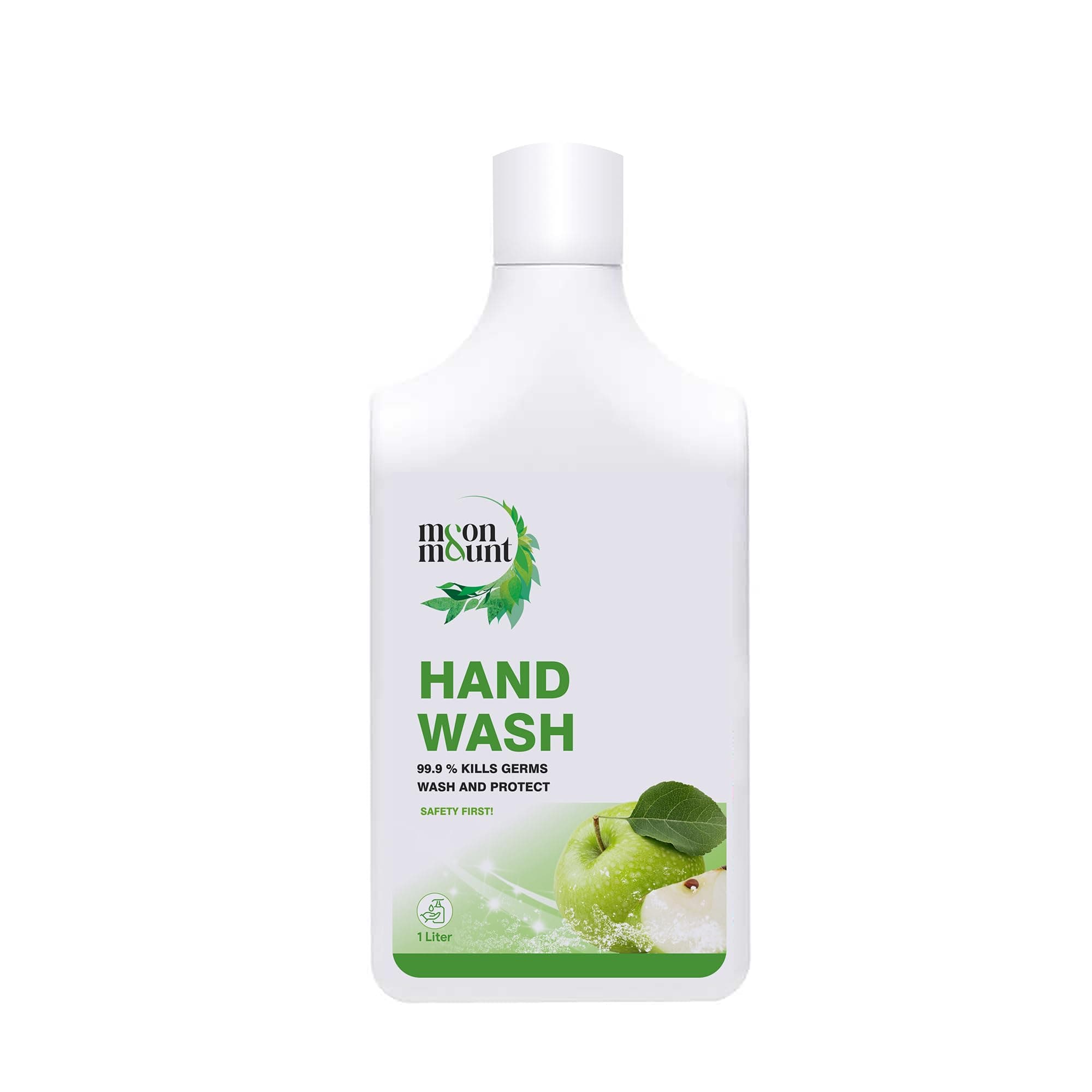Moon & Mount Green Apple Hand Wash Liquid 1L - Germ Protection, Moisture Boost for All Skin Types