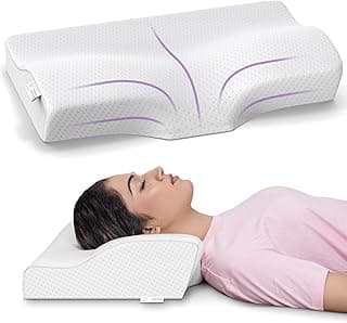 MYARMOR Cervical Pillow for Neck Pain | 2 Years Warranty | for Spondylitis Neck & Shoulder Pain, Orthopedic Memory Foam Pillow for Sleeping, Regular Size - 18.5x11x3.5 Inch, White Bamboo - Pack of 1