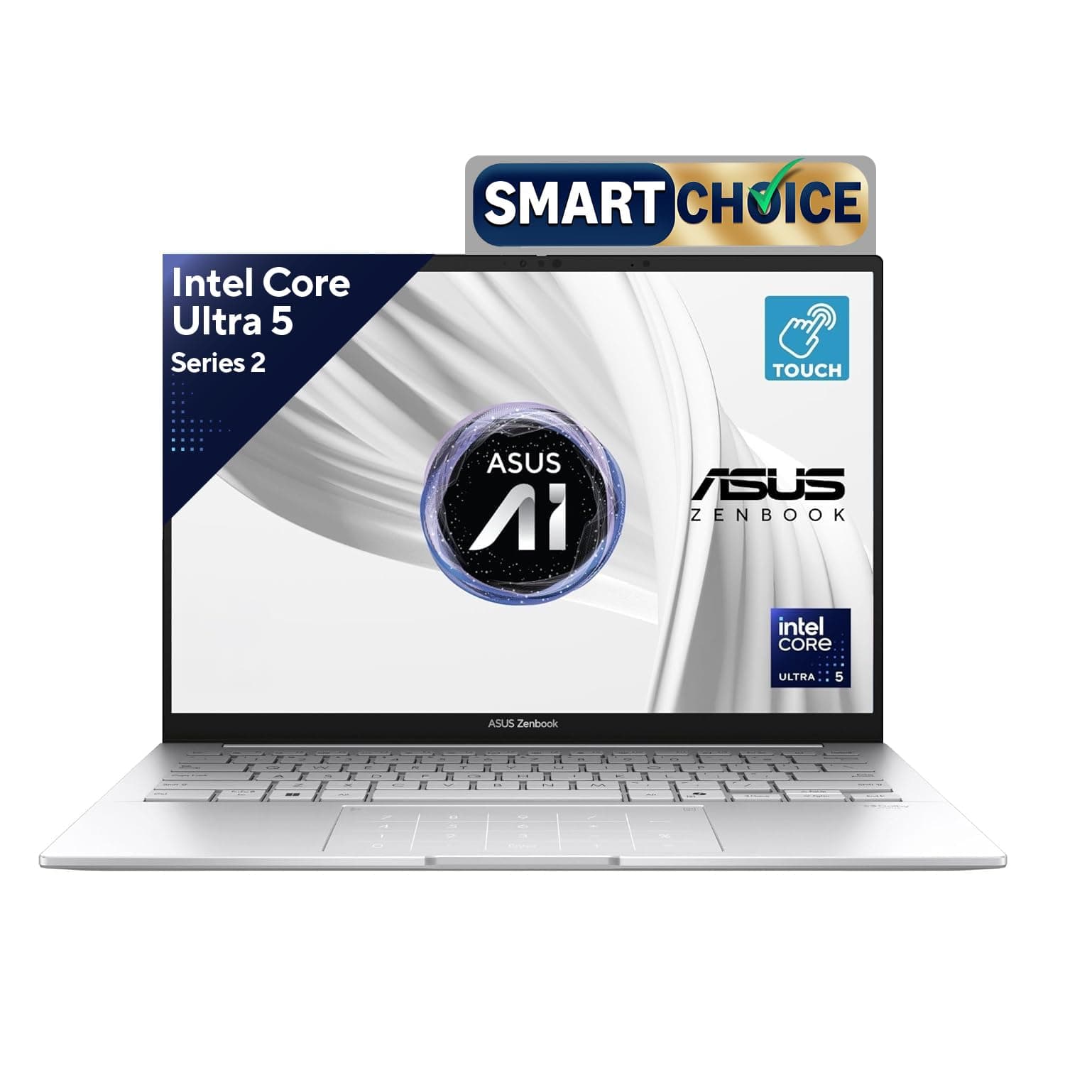 ASUS Zenbook 14,Smartchoice,Intel Core Ultra 5 (Series 2),16GB,1TB,3K OLED Touch Screen,14",120Hz,Win 11,M365 Basic (1Y)*,Office 2024, Silver,1.28 kg,UX3405CA-PZ345WS,Thin & Light Laptop