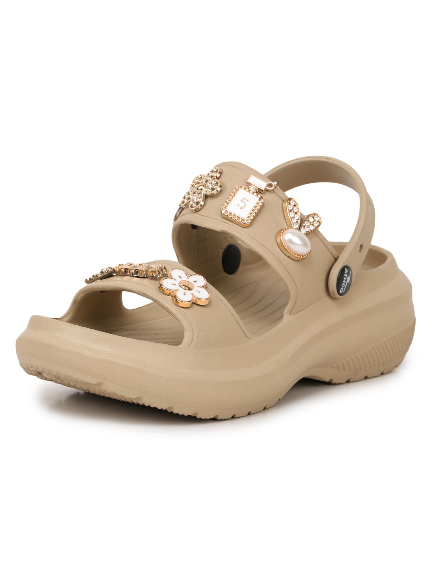 ATHCO Super Soft Comfortable Adjustable Back Strap Clogs & Cute Charms |Waterproof Anti Skid & Lightweight Cushioned Stylish Clogs Mules for Women's & Girl's Soho