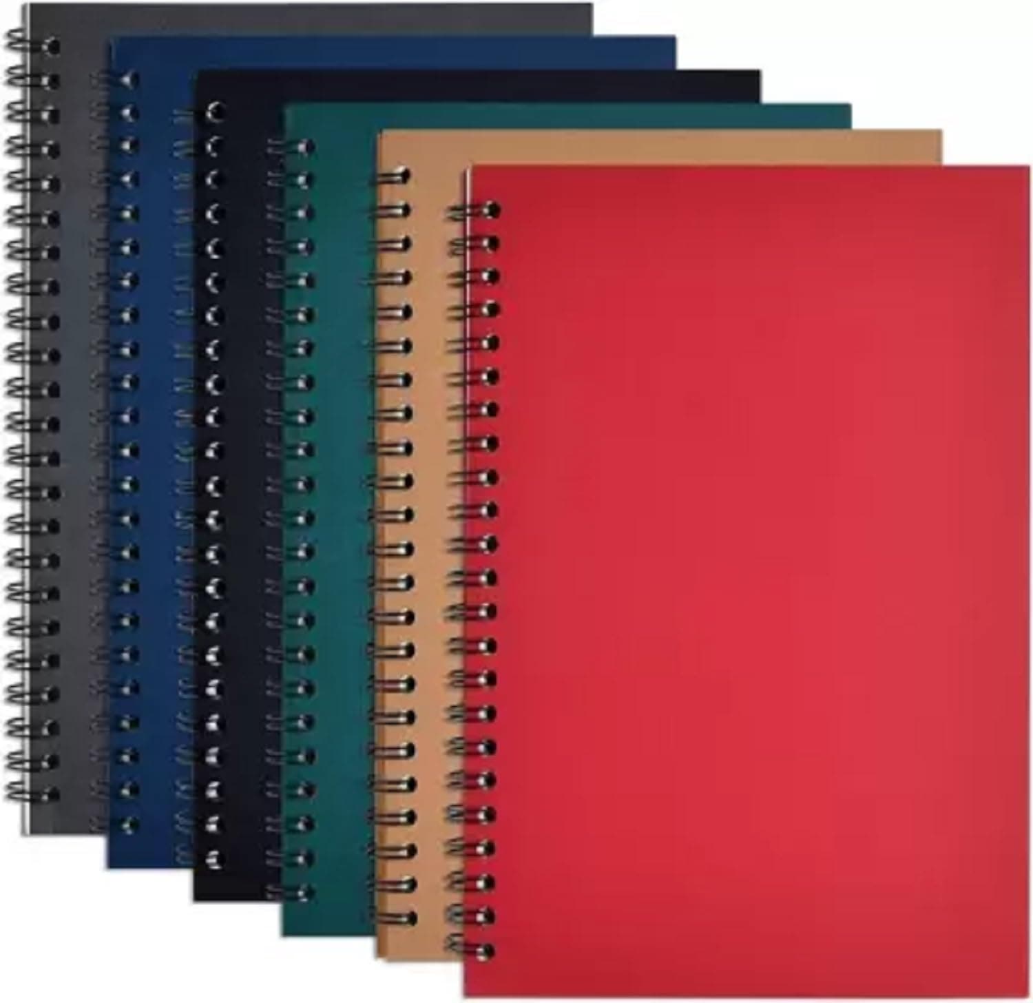 Peeplvalue Pack of 10 A5 Size-160 Pages Lined Spiral Bound Notebook White Ruled Line Paper Wirebound Journal/Diary/DIY Notepads for School/Office (A5 multicolour Size- 14x21cm)
