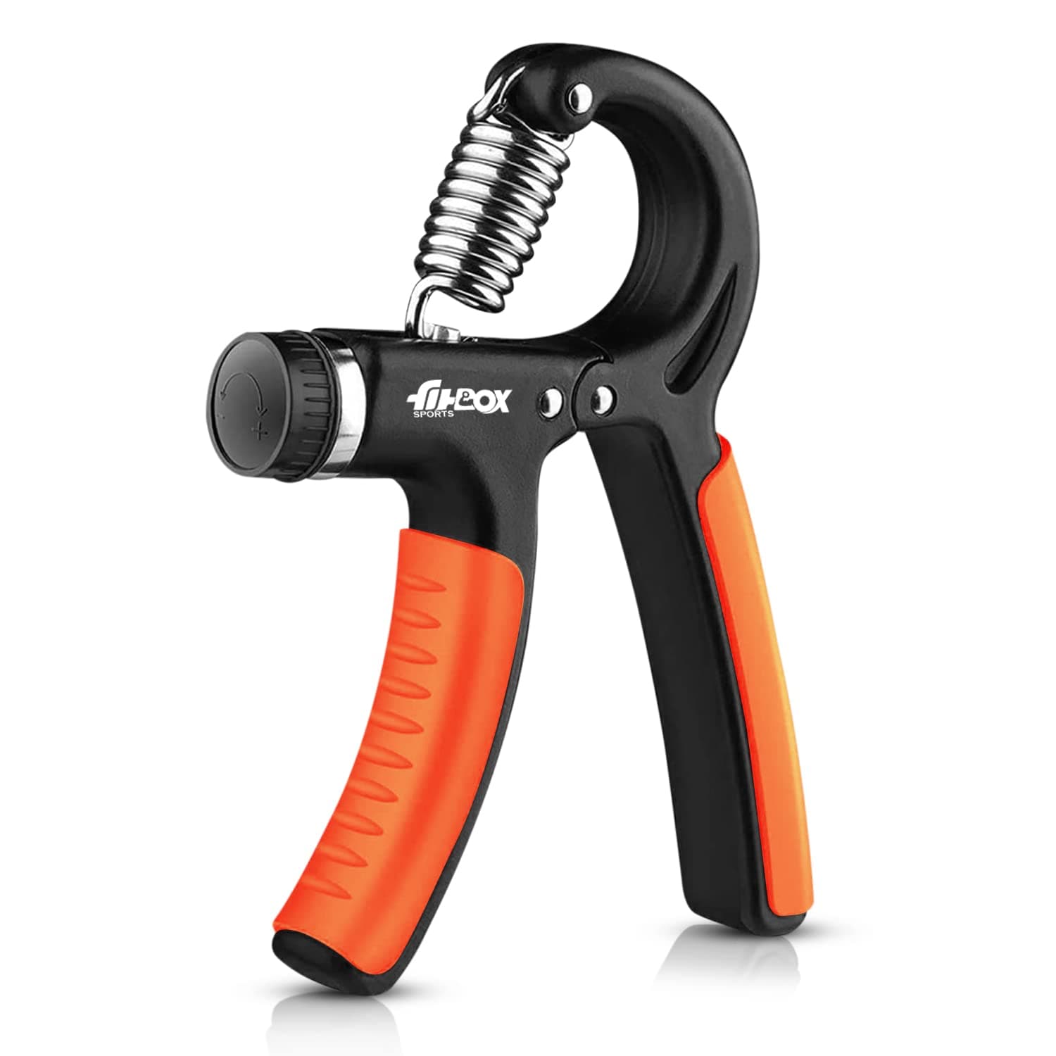 FitBox Sports Adjustable Hand Grip Strengthener (5kg - 60kg) Finger Excerciser, Hand Gripper For Men & Women (Orange), Plastic