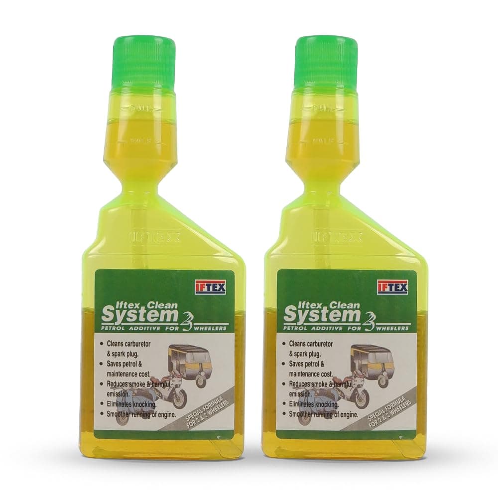 IFTEX®Clean System 2/3 e20 Petrol Additive for Bike/Scooters 200 ml Treats 100 L of Petrol Injector Cleaner for Cleaning Deposits and Mileage Improvement (Pack of 2)